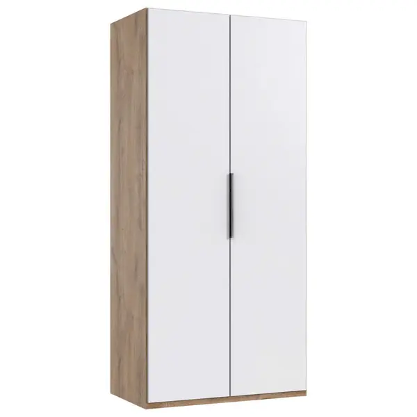 Dulap Cu Uși Rotative, 100/216/58 cm, alb, scânduri de stejar