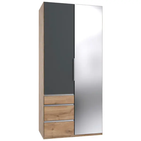 Dulap Cu Uși Rotative, 100/216/58 cm, grafit, scânduri de stejar