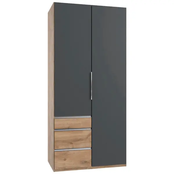 Dulap Cu Uși Rotative, 100/216/58 cm, grafit, scânduri de stejar