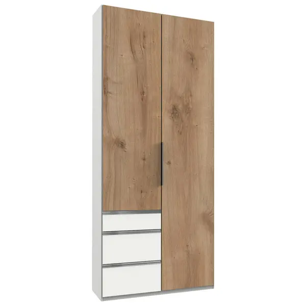 Dulap Cu Uși Rotative, 100/236/58 cm, alb, scânduri de stejar