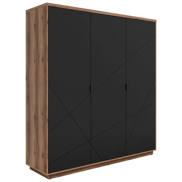 Dulap Cu Uși Rotative, 180/200,5/56,5 cm, negru, culoare lemn stejar