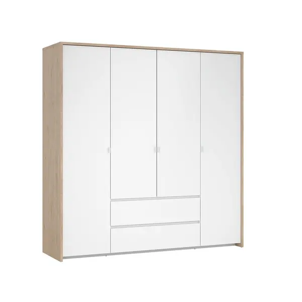 Dulap Cu Uși Rotative, 197/202/58 cm, alb, culoare lemn stejar