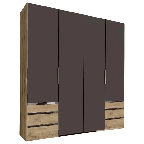 Dulap Cu Uși Rotative, 200/216/58 cm, grafit, culoare lemn stejar
