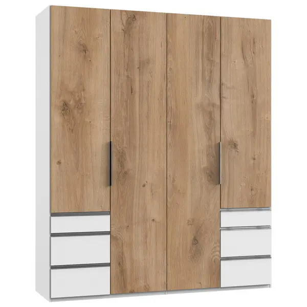 Dulap Cu Uși Rotative, 200/236/58 cm, alb, culoare lemn stejar
