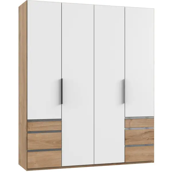 Dulap Cu Uși Rotative, 200/236/58 cm, alb, culoare lemn stejar