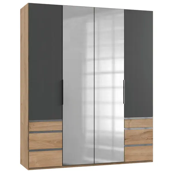 Dulap Cu Uși Rotative, 200/236/58 cm, grafit, culoare lemn stejar