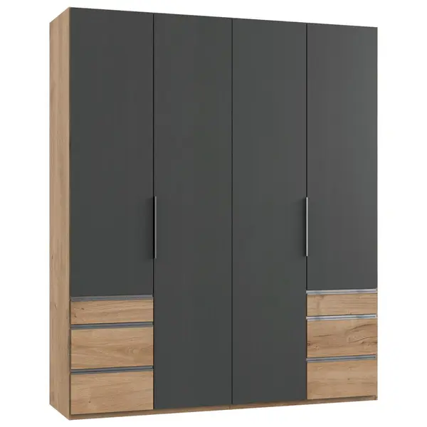 Dulap Cu Uși Rotative, 200/236/58 cm, grafit, culoare lemn stejar
