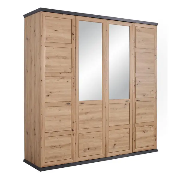 Dulap Cu Uși Rotative, 205/209/60 cm, gri închis, stejar Artisan
