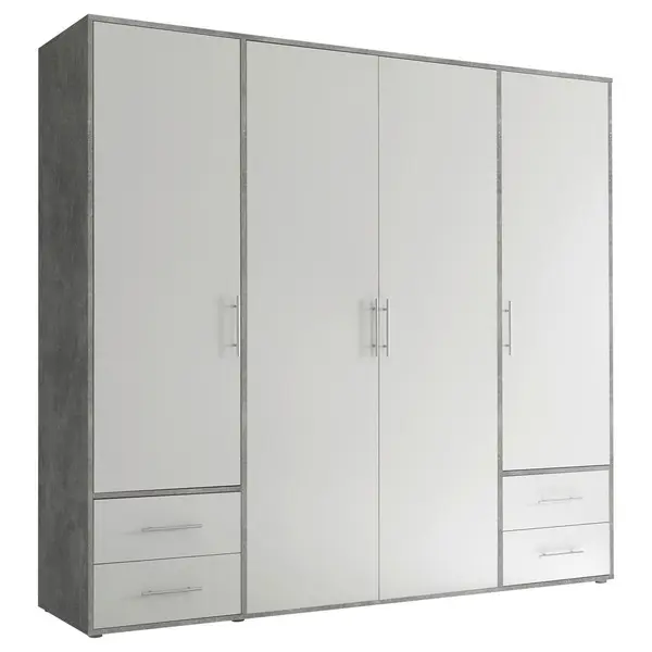 Dulap Cu Uși Rotative, 206/195/60 cm, alb, gri deschis