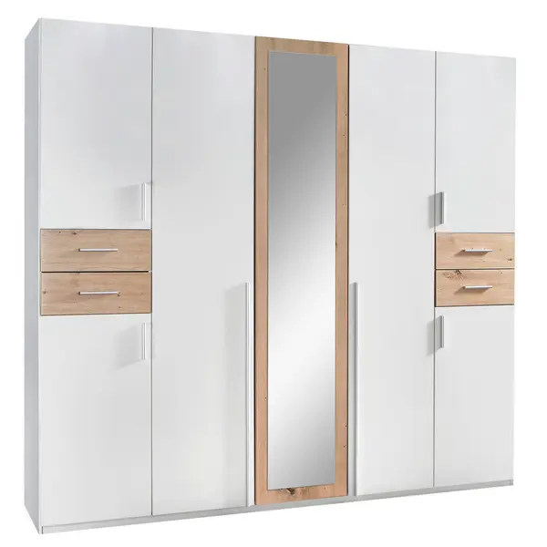 Dulap Cu Uși Rotative, 225/208/58 cm, alb, stejar Artisan