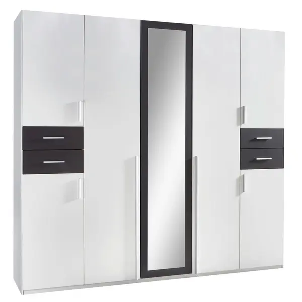 Dulap Cu Uși Rotative, 225/208/58 cm, grafit, alb