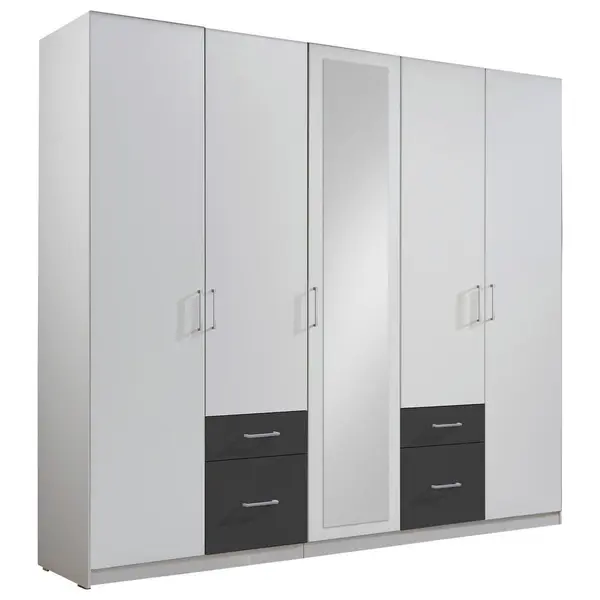 Dulap Cu Uși Rotative, 225/210/58 cm, grafit, alb