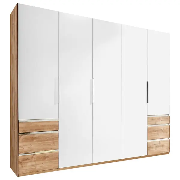 Dulap Cu Uși Rotative, 250/216/58 cm, alb, culoare lemn stejar