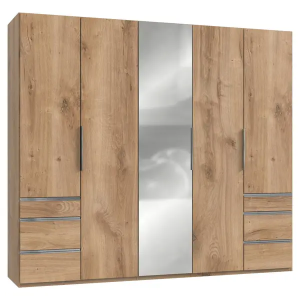Dulap Cu Uși Rotative, 250/216/58 cm, argintiu, culoare lemn stejar