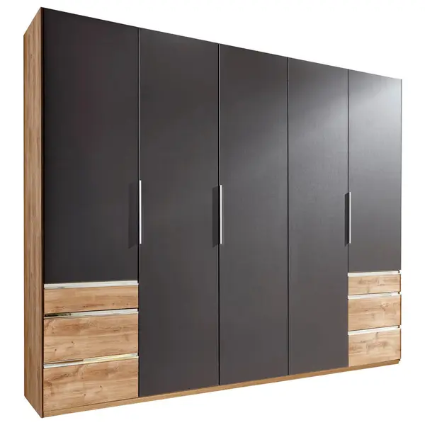 Dulap Cu Uși Rotative, 250/216/58 cm, grafit, culoare lemn stejar