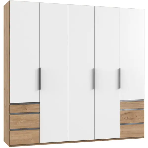 Dulap Cu Uși Rotative, 250/236/58 cm, alb, culoare lemn stejar