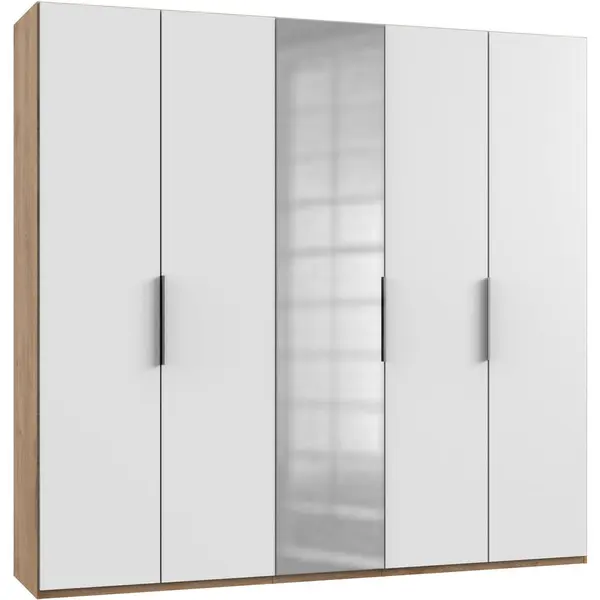 Dulap Cu Uși Rotative, 250/236/58 cm, alb, culoare lemn stejar