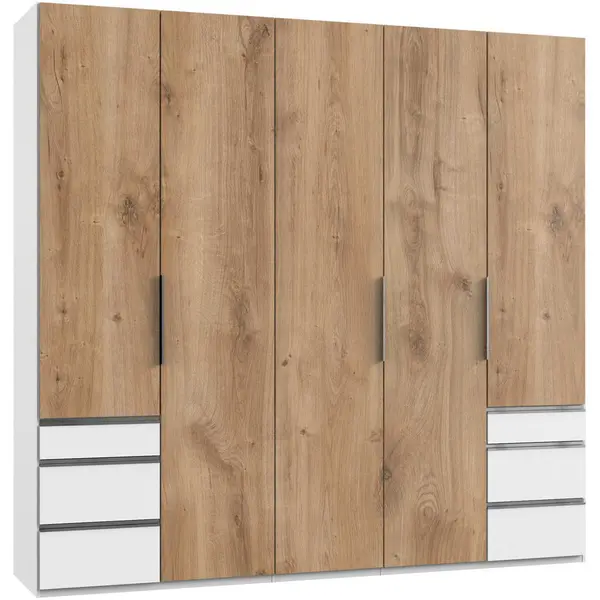 Dulap Cu Uși Rotative, 250/236/58 cm, alb, culoare lemn stejar