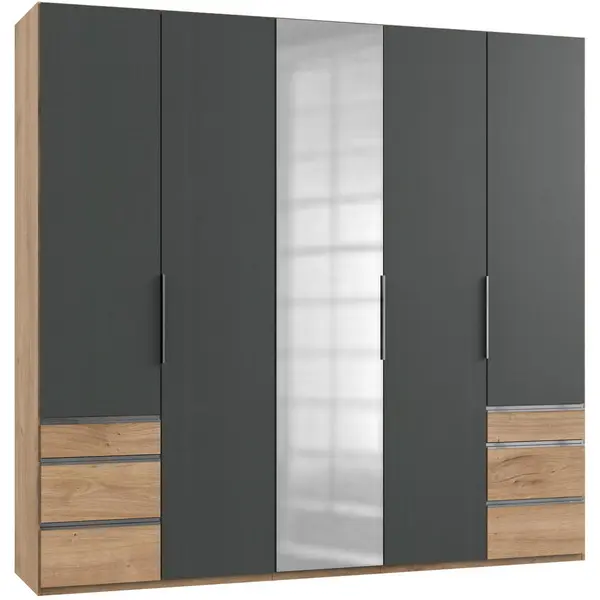 Dulap Cu Uși Rotative, 250/236/58 cm, grafit, culoare lemn stejar