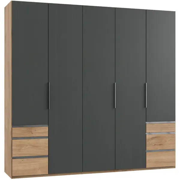 Dulap Cu Uși Rotative, 250/236/58 cm, grafit, culoare lemn stejar