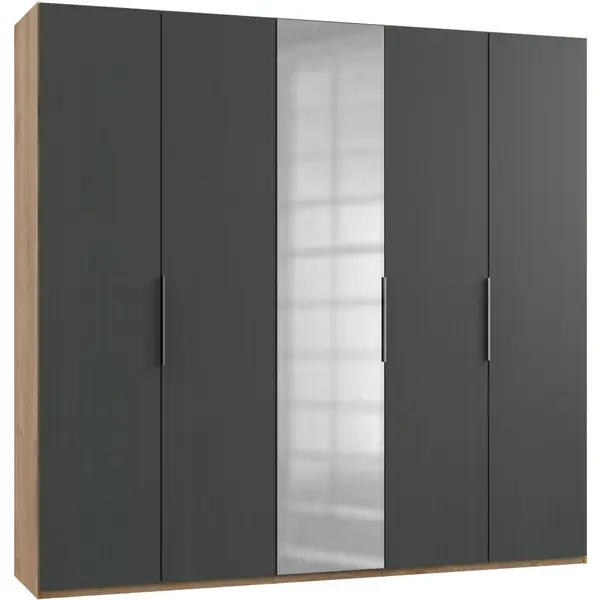 Dulap Cu Uși Rotative, 250/236/58 cm, grafit, culoare lemn stejar