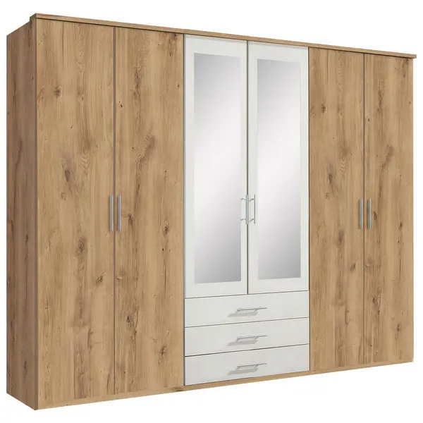 Dulap Cu Uși Rotative, 270/210/58 cm, alb, culoare lemn stejar