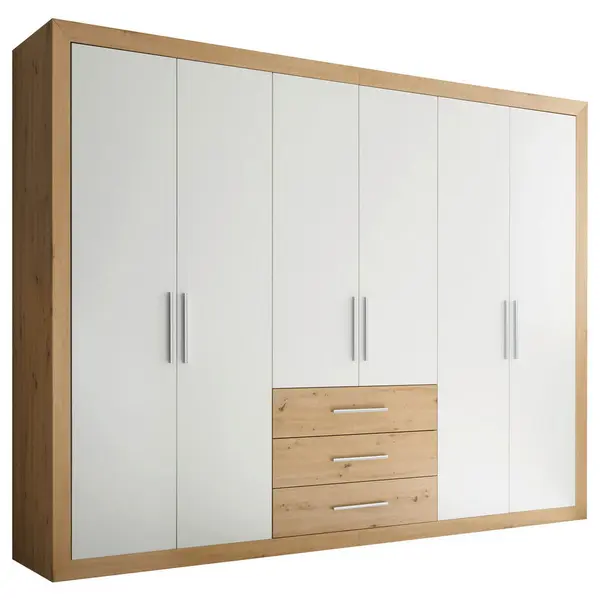 Dulap Cu Uși Rotative, 289/225/59 cm, alb, culoare lemn stejar