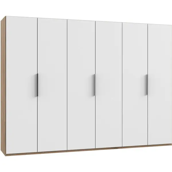 Dulap Cu Uși Rotative, 300/216/58 cm, alb, culoare lemn stejar