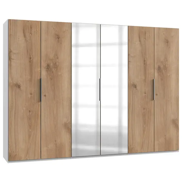 Dulap Cu Uși Rotative, 300/216/58 cm, alb, culoare lemn stejar