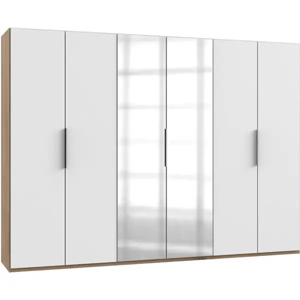 Dulap Cu Uși Rotative, 300/216/58 cm, alb, culoare lemn stejar