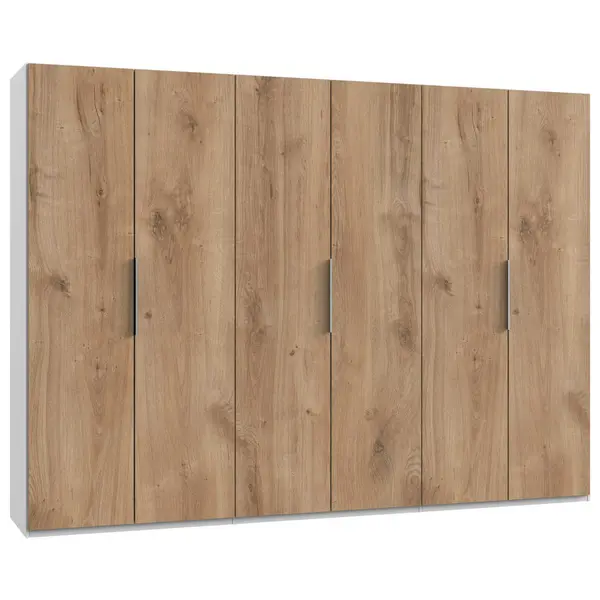 Dulap Cu Uși Rotative, 300/216/58 cm, culoare lemn stejar, alb