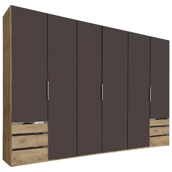 Dulap Cu Uși Rotative, 300/216/58 cm, grafit, culoare lemn stejar
