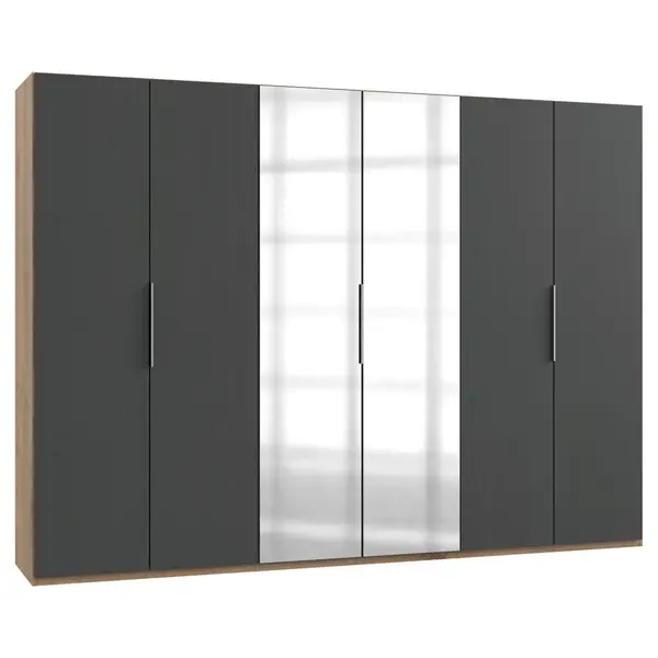 Dulap Cu Uși Rotative, 300/216/58 cm, grafit, culoare lemn stejar