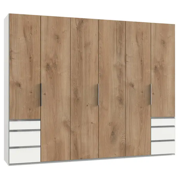 Dulap Cu Uși Rotative, 300/236/58 cm, alb, scânduri de stejar