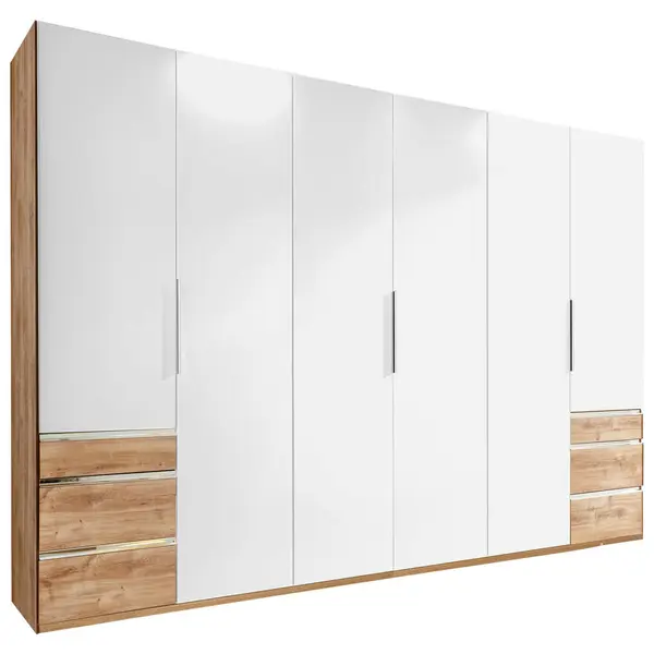 Dulap Cu Uși Rotative, 300/236/58 cm, alb, scânduri de stejar