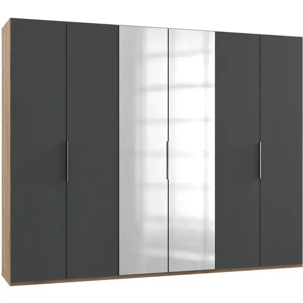 Dulap Cu Uși Rotative, 300/236/58 cm, grafit, culoare lemn stejar