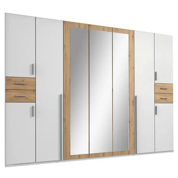 Dulap Cu Uși Rotative, 313/208/58 cm, alb, stejar Artisan