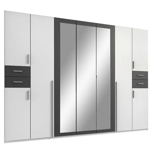 Dulap Cu Uși Rotative, 313/208/58 cm, grafit, alb