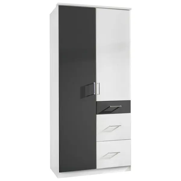 Dulap Cu Uși Rotative, 90/199/58 cm, grafit, alb
