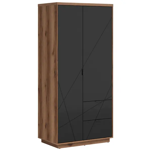 Dulap Cu Uși Rotative, 94/200,5/56,5 cm, negru, culoare lemn stejar