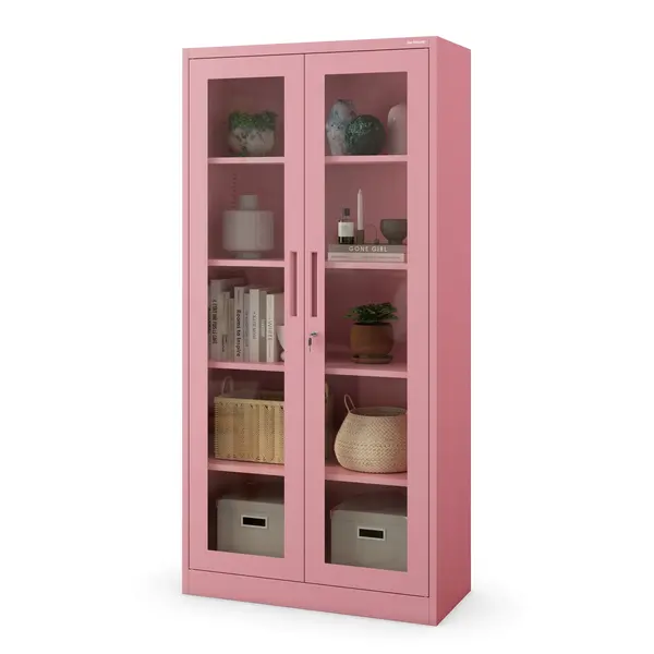 Dulap cu vitrina AMELIA, 900 x 1850 x 400 mm, Fresh Style: roz pudra Dulap cu vitrină AMELIA, 900 x 1850 x 400 mm, Fresh Style: roz pudră