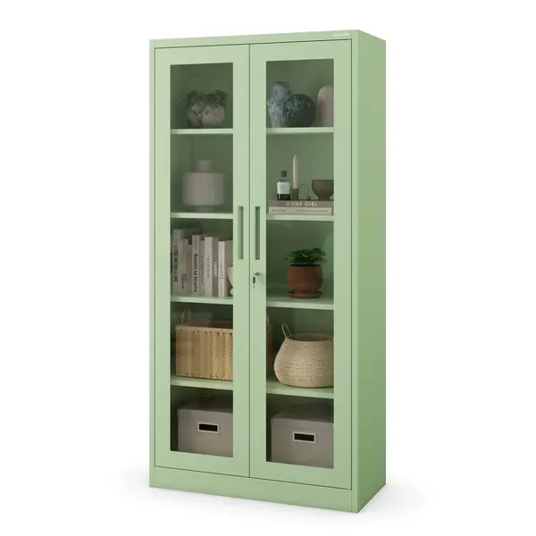 Dulap cu vitrina AMELIA, 900 x 1850 x 400 mm, Fresh Style: verde pastel Dulap cu vitrină AMELIA, 900 x 1850 x 400 mm, Fresh Style: verde pastel