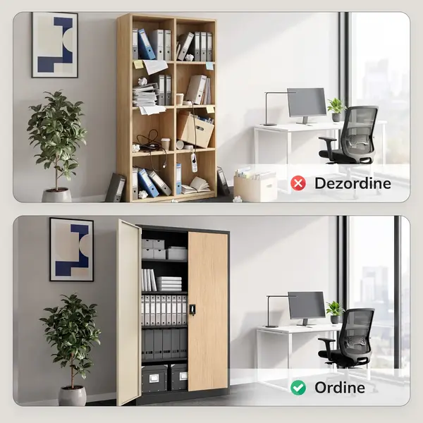 Dulap de birou metalic pentru documente antracit / stejar sonoma: Eco Design JAN II, 1150 x 1850 x 400 mm Dulap de birou metalic pentru documente antracit / stejar sonoma: Eco Design JAN II, 1150 x 1850 x 400 mm