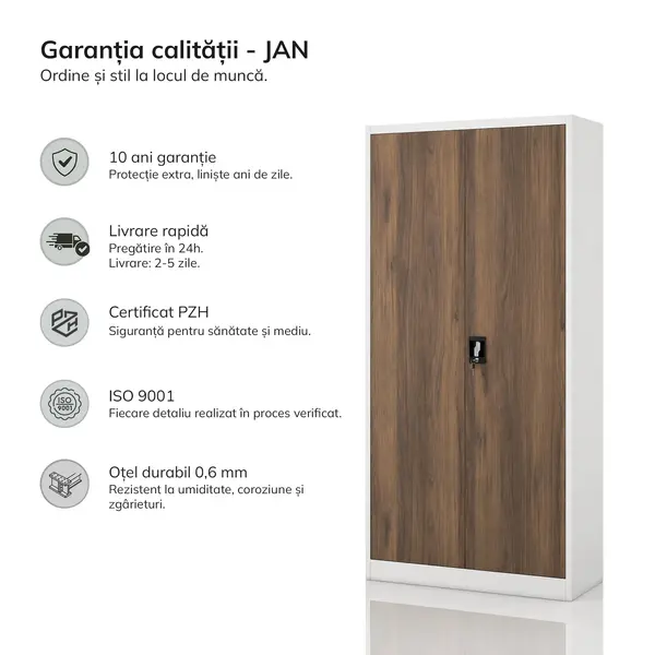 Dulap de birou pentru documente alb / nuc: Eco Design JAN 900 x 1850 x 400 mm Dulap de birou pentru documente alb / nuc: Eco Design JAN 900 x 1850 x 400 mm