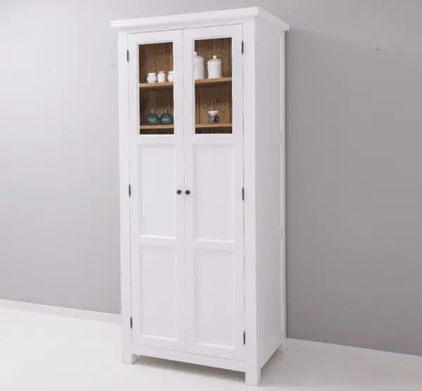 Dulap de camara, sertare pe sine metalice cu finisaj White / Walnut Waxed