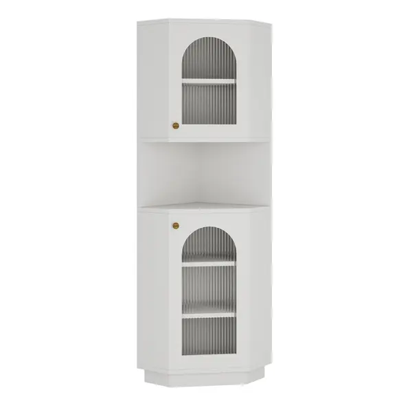 Dulap de colț pentru baie cu bandă LED, Alb | Aosom Romania
