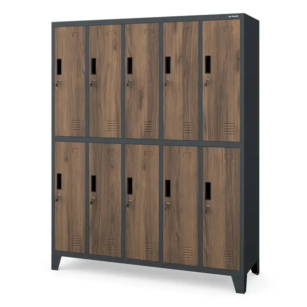 Dulap de siguranta cu 10 usi BARTEK, 1360 x 1720 x 450 mm, Eco Design: nuc-antracit Dulap de siguranță cu 10 uși BARTEK, 1360 x 1720 x 450 mm, Eco Design: nuc-antracit