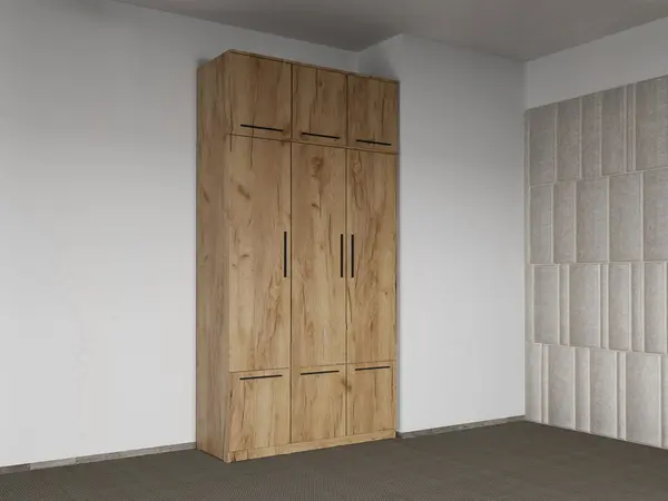 Dulap dormitor Stejar Auriu 3U + suprapozabil - Madrid