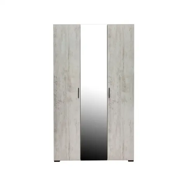 Dulap ECONO, oglinzi, 3 usi, 4 rafturi, bara de haine, pin antichizat, 120x50x206 cm