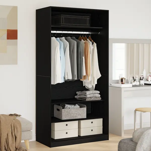 Dulap Gossi negru, din stejar, 100x50x200 cm, din lemn prelucrat